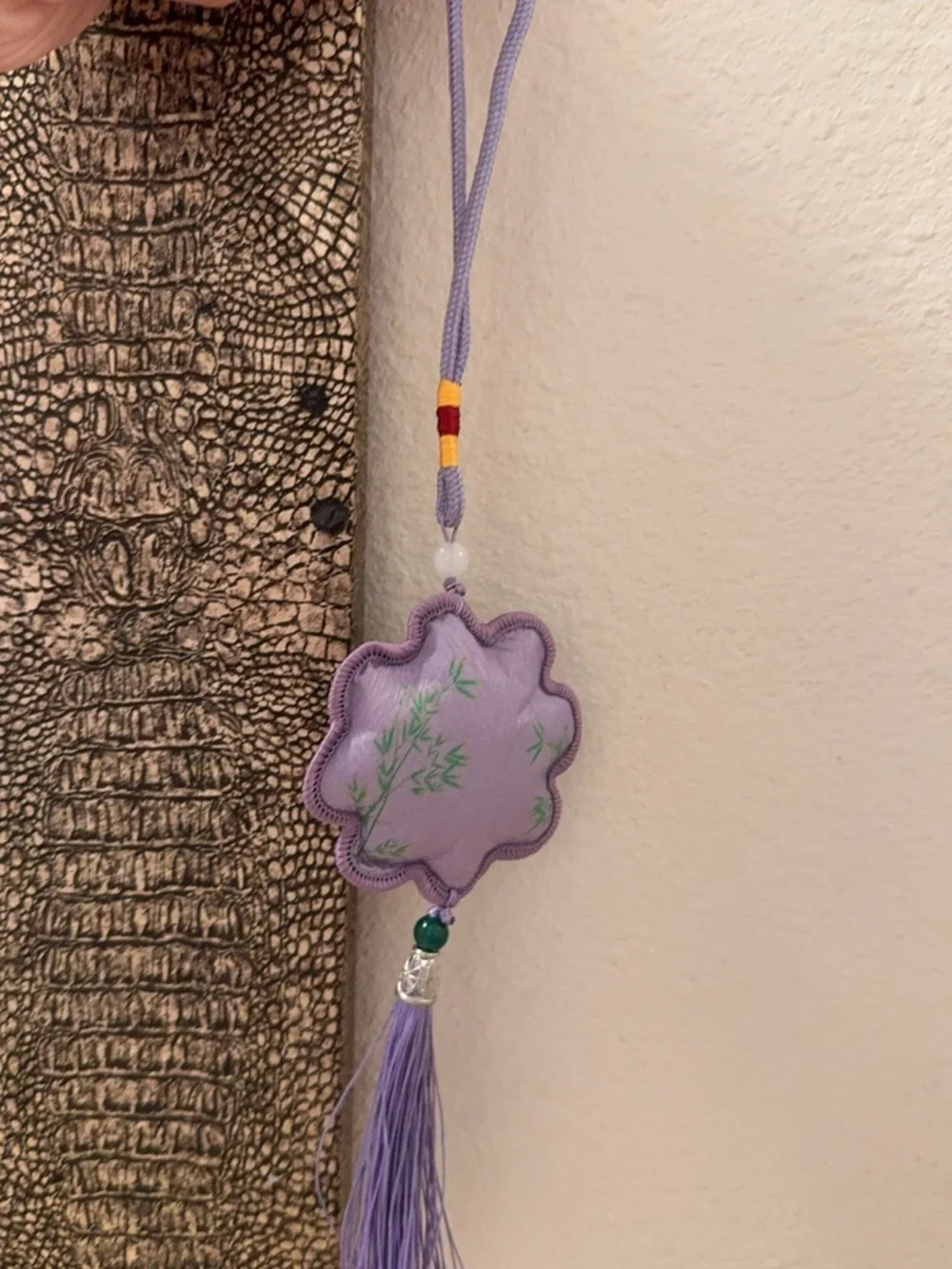 Cute Purple Panda & Bamboo Car Charm / Wall Hanging 12 inch